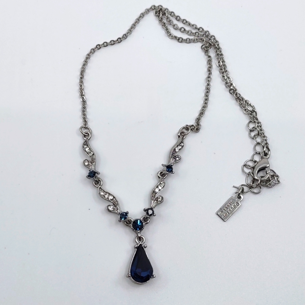 Downton Abbey Silver Tone Blue Crystal Necklace